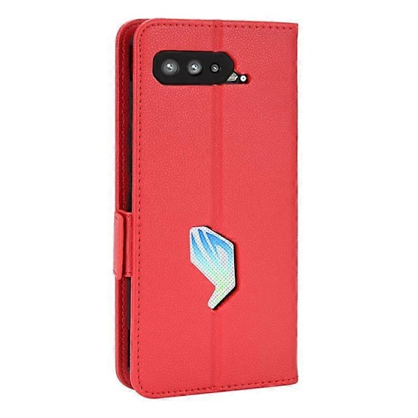 Yhteensopiva Asus ROG Phone 5 / ROG Phone 5s / ZS676KS / ZS673KS Litsi-kuvioinen PU-nahkainen puhelinkotelo magneettisella sulkimella varustettu lompakko St Red