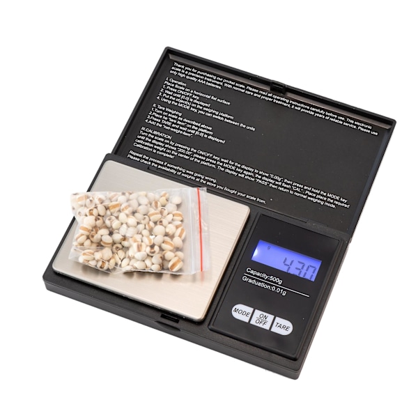 Presisjons Lommevekt Digital Vekt Gram Liten Urtevekt Mini Vekt, 200g X 0.01g, Svart, 12.8*7.6*1.9CM