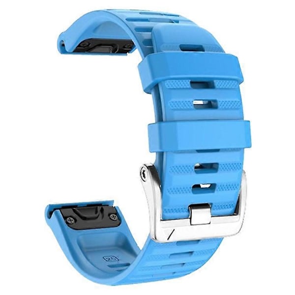 Kompatibel med Garmin Tactix 7 Pro / Fenix 7X / Fenix 6X Pro 26mm Klockarmband Silikonarmband med Stål Silver Spänne Azure