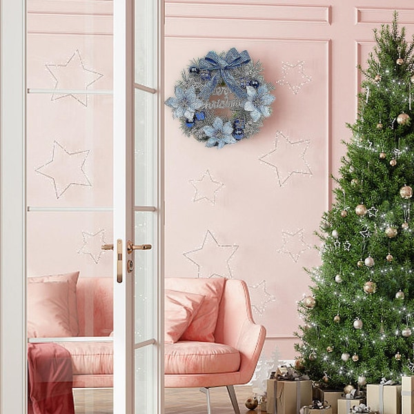 Julgran krans för ytterdörren hängande krans prydnad dekor xmas fönster snabbt pink