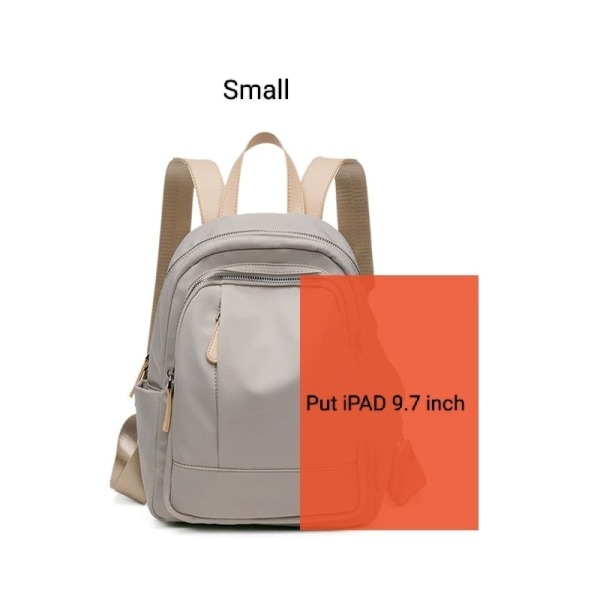 Vattentät ryggsäck Mode reseryggsäck damer Enfärgad enkel axelväska för damer S23  Beige Grey 23cm S