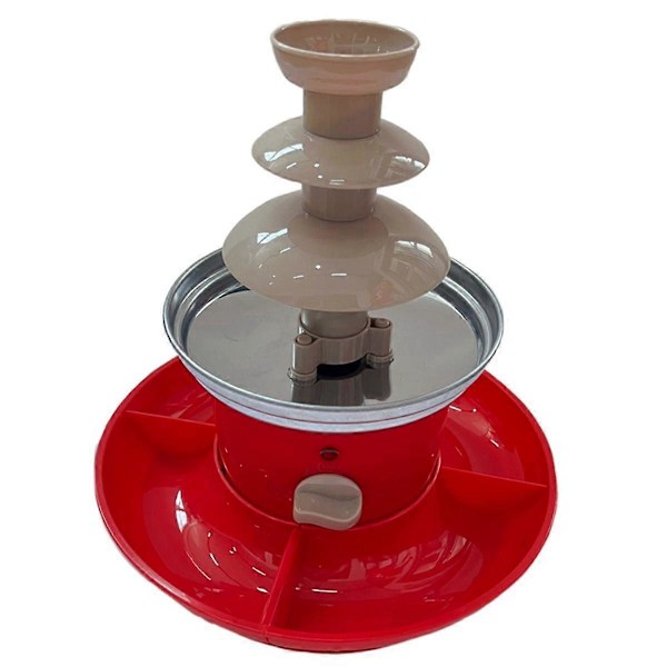 Chokladfontän Mini Fondue Set med Serveringsbricka Ingår, Elektrisk 3-Våningsmaskin med Varm Smältning