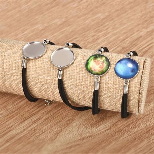 10 stycken armbandämnen, lämpliga för runda cabochon DIY smyckestillverkning kontaktset ram Tr