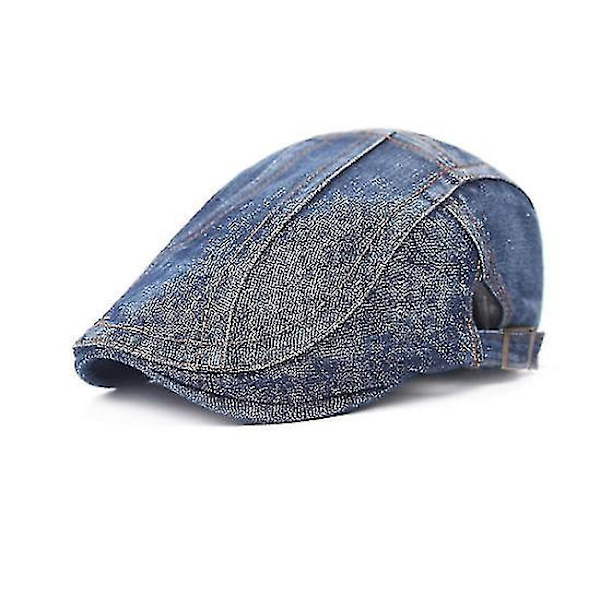 2-pak Denim Beret Herre Kasketter Retro Casual Hatte Diagonalstribede Kasketter