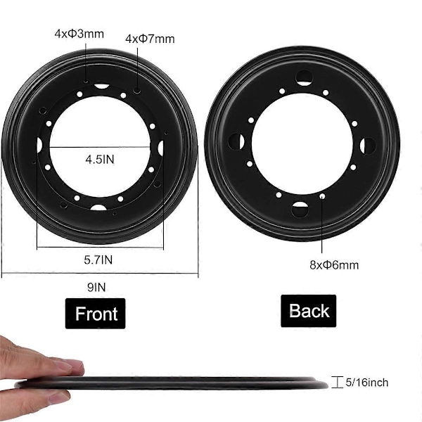 3-pack 23 cm Rund LazySusan Vridskiva Kullagerplatta, Roterande Vridplatta, Vridbordsbas för Bord S
