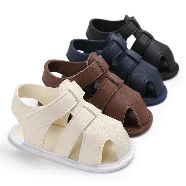 0-1 År Gammel Baby Sommer Drenge Fødder Wrap Ensfarvede Sandaler Småbørnssko Blue 1 Pair 13CM