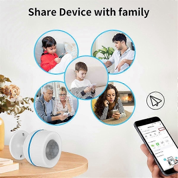 Trådløs Smart Bevegelsessensor med PIR Infrarød Deteksjon, Matter Thread Kompatibel, Fungerer med Alexa for Tuya