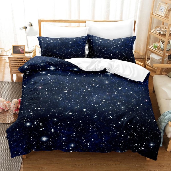 S2 Starry Sky 3d Printed Sengesett Dynetrekk Dynetrekk Putetrekk Barnegave AU QUEEN 210x210cm