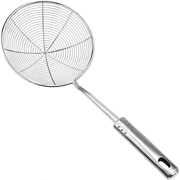 Siiviläkauha ruostumattomasta teräksestä, lankasiivilä lusikka, hämähäkkiverkkosuodatin kahvalla keittiön ruoan paistamiseen (17 cm)