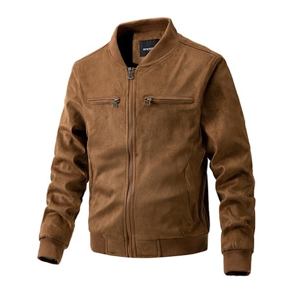 Herr Mocka Vindtät Långärmad Jacka Dragkedja Vardags Arbetsjackor Ficka Bomullsjacka Topp Amerikansk Stil Anti-fall Herrjacka Brown XL
