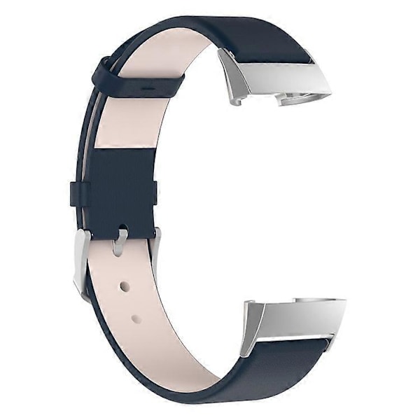 Kompatibel med Fitbit Charge 4 / 3 Ægte Læder Urrem med Spænde i Rustfrit Stål DarkBlue