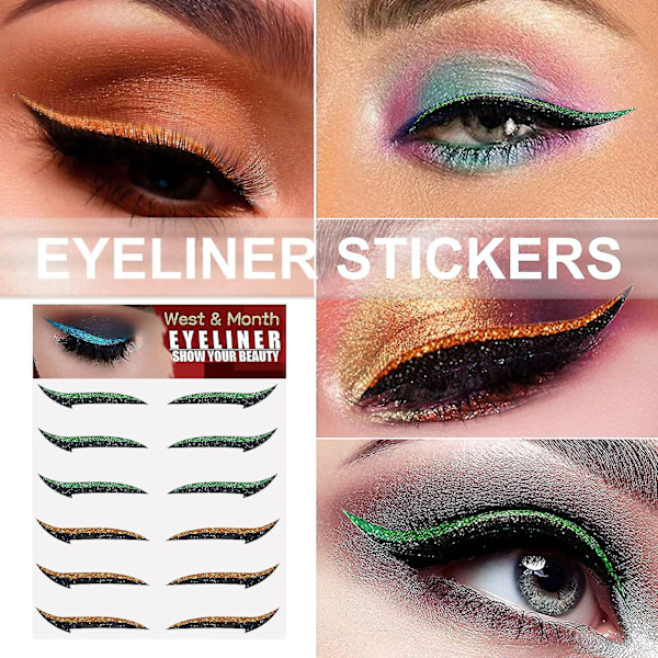 Itseliimautuva eyeliner-tarra, tuplaluomitarrat, lava-meikki, silmämeikkitarrat, violetti + pinkki