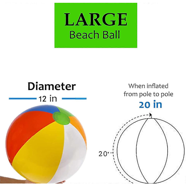 Badbollar [3-pack] Uppblåsbara badbollar för barn - Leksaker för stranden för barn & småbarn, Poolspel, Poolleksak - Klassisk regnbågsfärg av