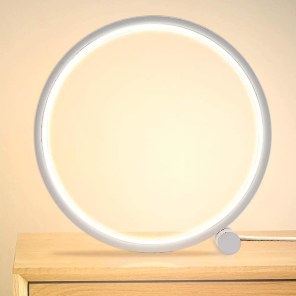 Led sänglampa Dimbar Touch-bordslampa, 3 färger 10 ljusstyrka Modern cirkulär design, Metal Mate