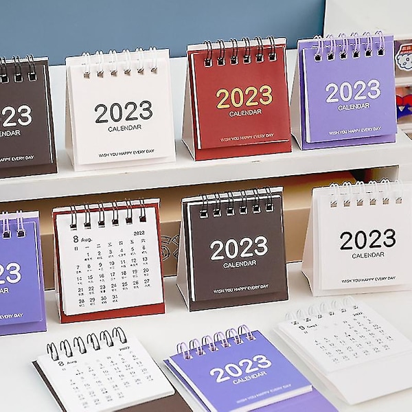 2023 Kalender Minimalistisk Dekorativ Selvstående Lett Sidevending Fleksibel Daglig Plan Solid Farge Juli 2022 Til Desember 2023 Skrivebordskalender F