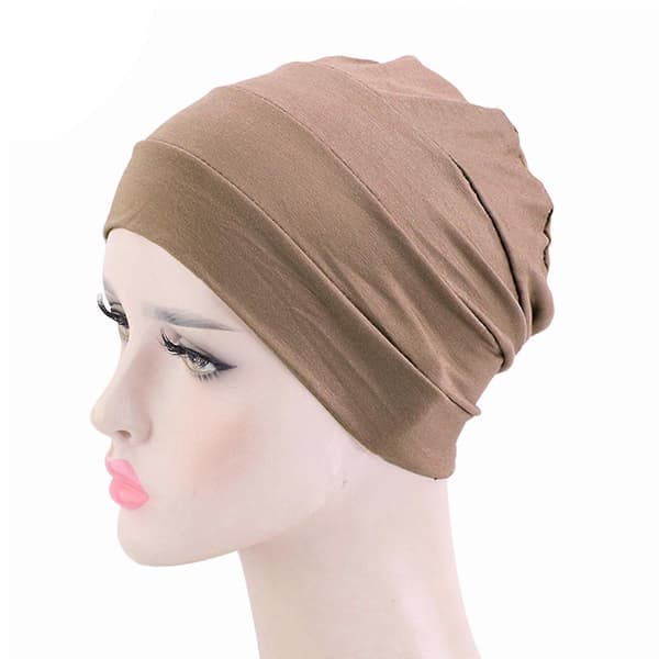 Komfortabel cellegiftlue Cellegifthatter for kvinner Skullies Beanie Hodeinnpakning Hodeplagg for kreftpasienter Camel