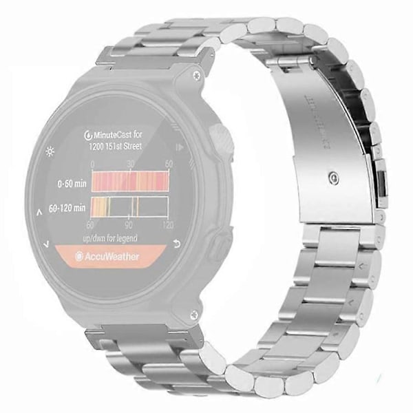 Kompatibelt för Garmin Forerunner 220 / 230 / 235 / 735XT / 620 / 630 Klockarmband 3-pärlor Solid Metallarmband Silver