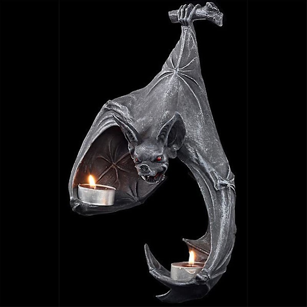 Halloween Dekoration Fladdermöss Vägg Värmeljushållare, Gotisk Fladdermöss Vägg Ljushållare Med Ljus, Halloween Ljusstake Hängande Dekoration För Hem Trädgård P