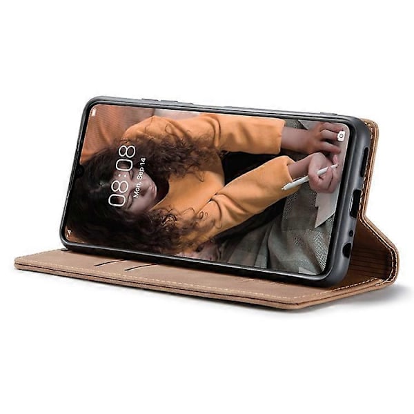 CASEME 013-serien Kompatibel med Huawei P30 Stötsäkert PU Läder Ställ Skydd Anti-repa Plånboksfodral Brown