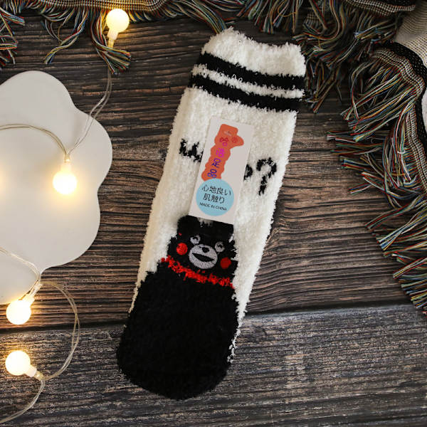 Strumpor Höst och Vinter Parstrumpor Nya Tecknade Söta Dam Julstrumpor Korallfleece Sovstrumpor Black Bear (Bare Socks) Children