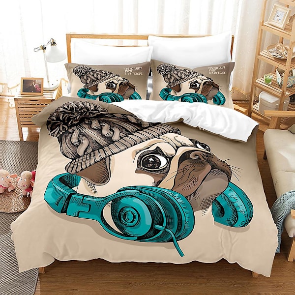 D17 Hund 3D-printet Sengesett Dynetrekk Dynetrekk Putetrekk Barnegave US TWIN 173x218cm
