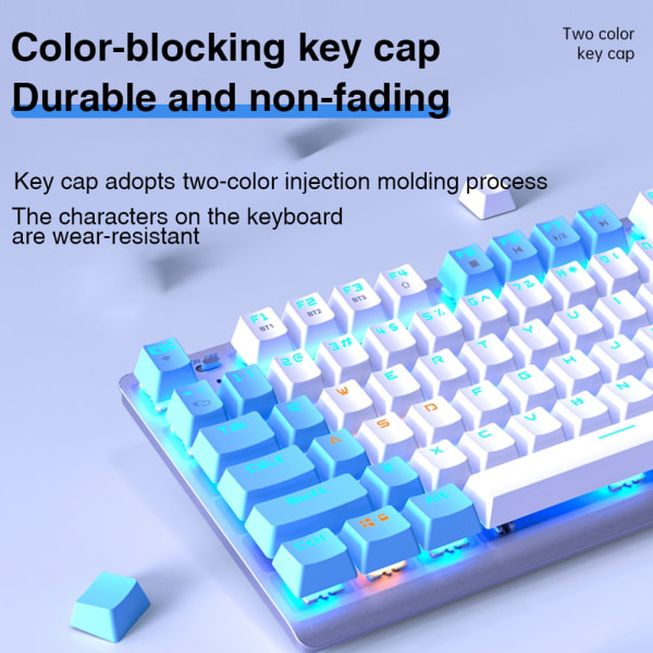 F3001 Trådløs 2.4G Bluetooth-kablet tastatur med tre tilstande Mekanisk spilkontor Trådløst baggrundslys 87-tasters tastatur Black-Blue switch