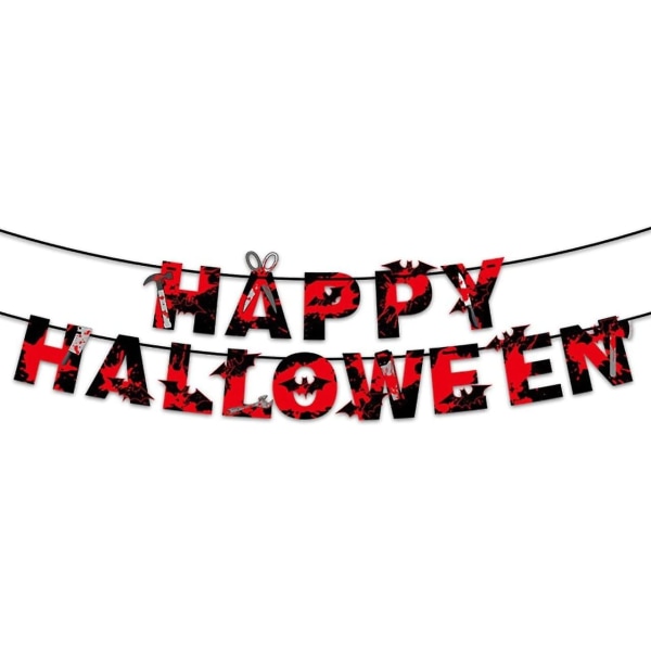 Halloween-banner, Happy Hanging Pumpkin Banner Kit, Färgglad och lätt att installera Halloween-dekorationsbanner med 3,5 M snöre för kontor, hem och o Red