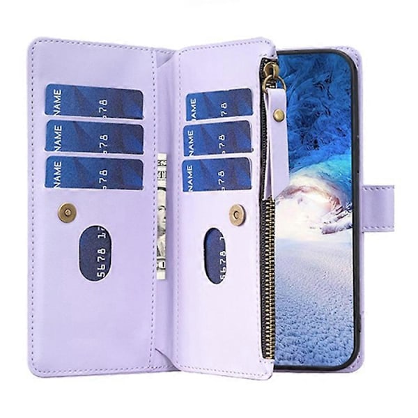 BF Style-19 Kompatibelt För Oppo A74 / A93 / A54 5G Ficka med Dragkedja PU Läder Telefonfodral Plånbok Ställ Skydd Purple