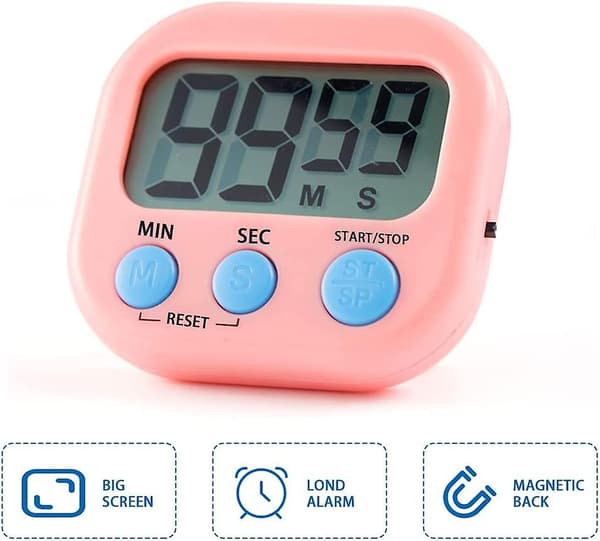 Magnetisk kökstimer med stor LCD-skärm, timers för matlagning, studier, högt alarm och nedräkningstimer
