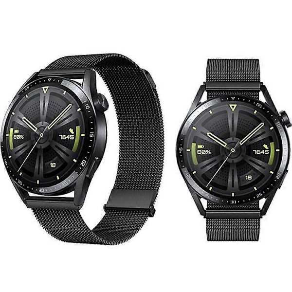 Yhteensopiva Huawei Watch GT 3 42mm / Samsung Galaxy Watch3 41mm 20mm magneettisen rannekkeen korvaavan rannekkeen kanssa Black