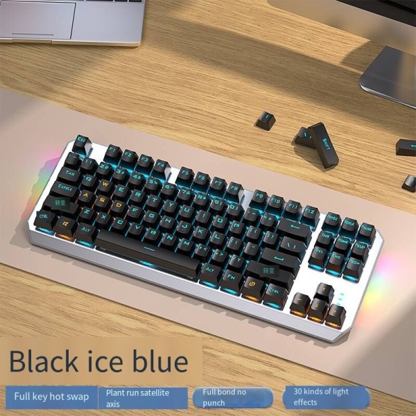 TK87 mekaniskt tangentbord 87-tangenters full-key hot-swappable trådbundet gamingtangentbord silver-white