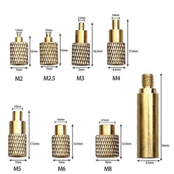 Varmeinnsettingsmutter Jernspiss T12 Loddeboltspiss Innvendig Gjengespiss M2-M8 Messing Varm Mutter Innsetter