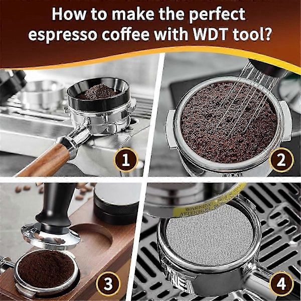 58mm WDT Verktyg Puck Screen Espresso Doseringstratt Rostfria Nålar Kaffeomrörare Distributionsverktyg