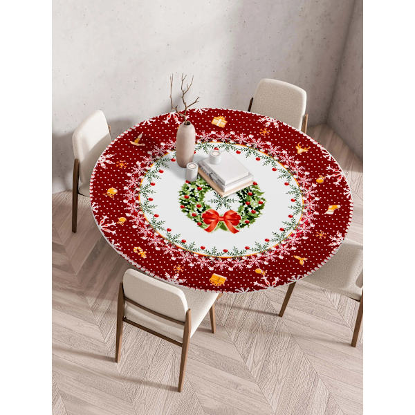 Joulupöytäliina Hirvi Kello Kukat Punaiset Marjat Joulu Pöytäliina Lumihiutale Joulupukki Koristeellinen Juhlakotiin Juhliin Häihin Style 2 Suitable 140cm table