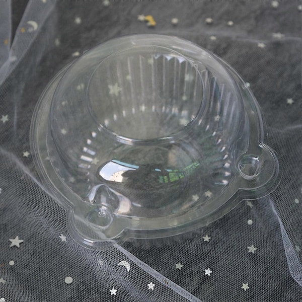 100 Stykker Gennemsigtig Plastik Enkelt Cupcake Kageboks Muffin Dome Holder Boks