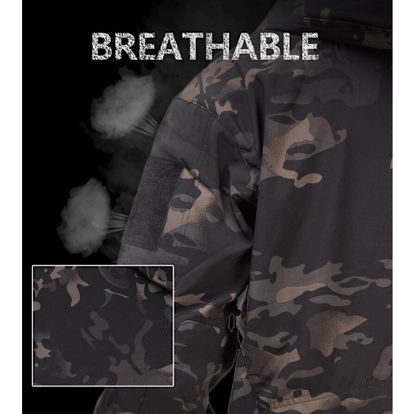 Jaktjackor Mjuk Militär Taktisk Jacka Herr Combat Vattentät Fleece Herr Kläder Multicam Kappa Vindjackor Black-Camouflage XXL for 85-95kg