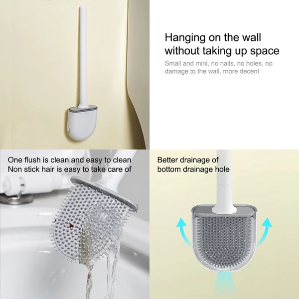 Silikon toalettborsthållare Set Läcksäker bas för badrum White