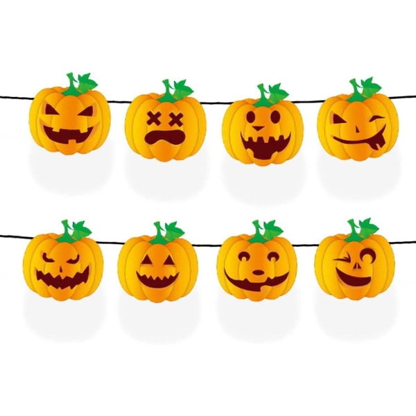 Halloween Banner, Happy Hanging Pumpkin Banner Kit, Fargerik og Enkel å Installere Halloween Dekorationsbanner med 3,5 M Snor for Kontor, Hjem og O Orange