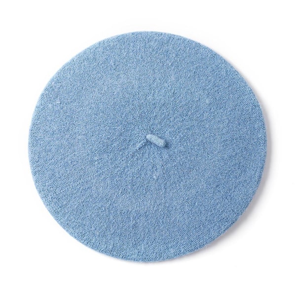 Höst- och vinterhatt ull förtjockad basker fransk konstnär basker kvinnlig målarmössa beanie sky blue