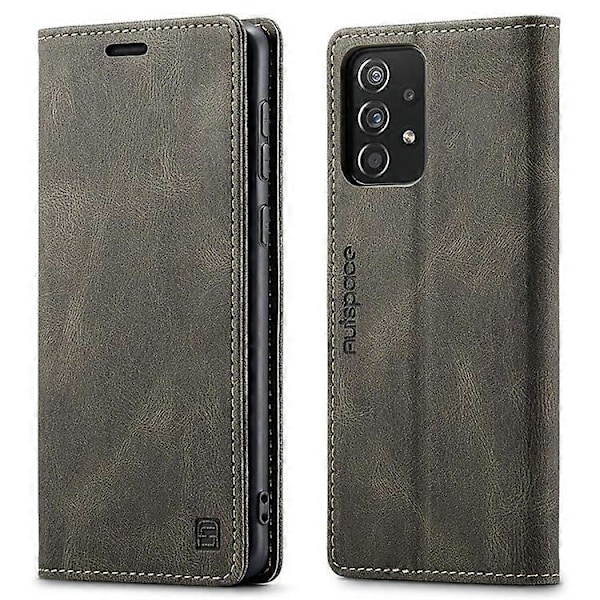 AUTSPACE A01 -sarja, yhteensopiva Samsung Galaxy A52 4G / 5G / A52s 5G PU-nahkakotelon RFID-lompakon kanssa, jossa on kääntöjalusta Espresso