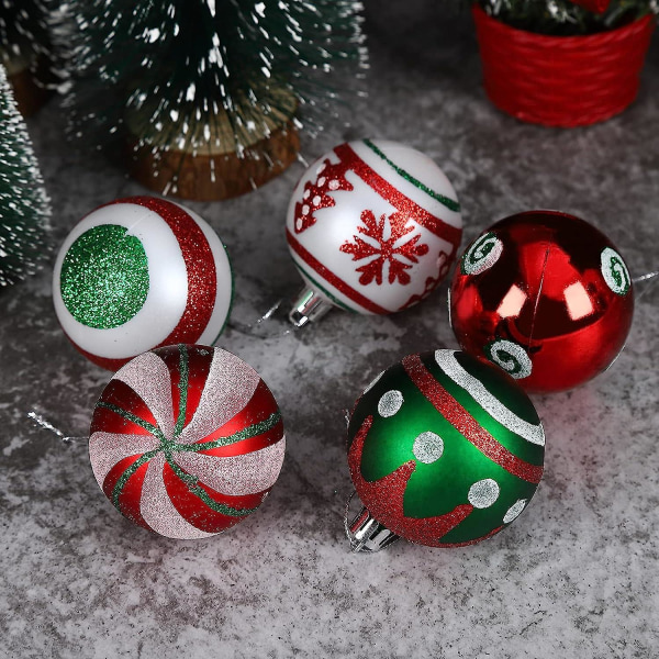 30 kpl joulupallokoristeita, 6 cm set rikkoutumaton muovinen joulupallo, yhteensopiva joulupallojen kanssa. Koristeet joulukuusi