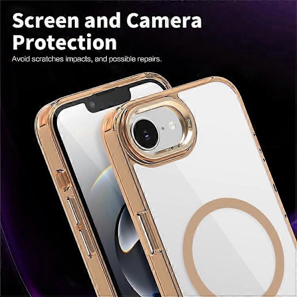 Kompatibelt deksel for iPhone 16e TPU+PC Transparent Magnetisk Telefondeksel Gold