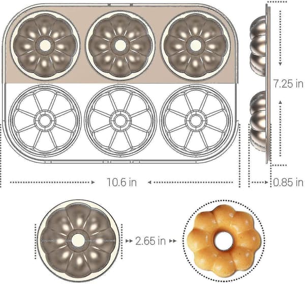 Gylden Non-stick Kageform Donut Bageplade 6 Med Græskarkageform Bageform Til Ovn 2 stk
