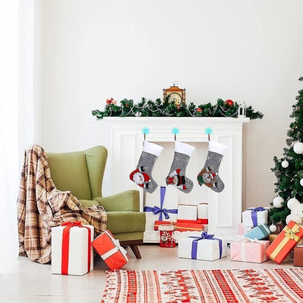 Julstrumpor 3 Stycken Stor Storlek Jultomte Snögubbe Ren Karaktär Hängande Strumpor