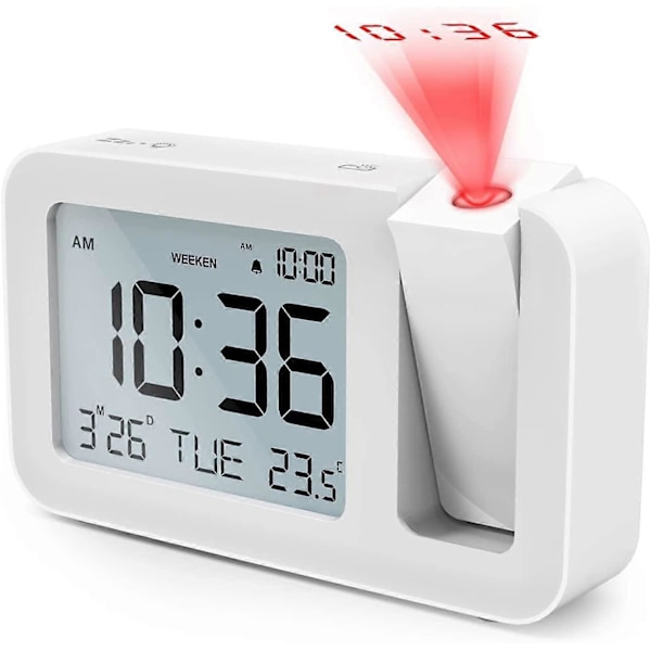 Digital Väckarklocka, Projektionsväckarklocka Digital Väckarklocka Projektionsväckarklocka, 4 Ljusstyrkor, 9 Min Snooze, 2 Larmljud, för Sovrum, Kontor