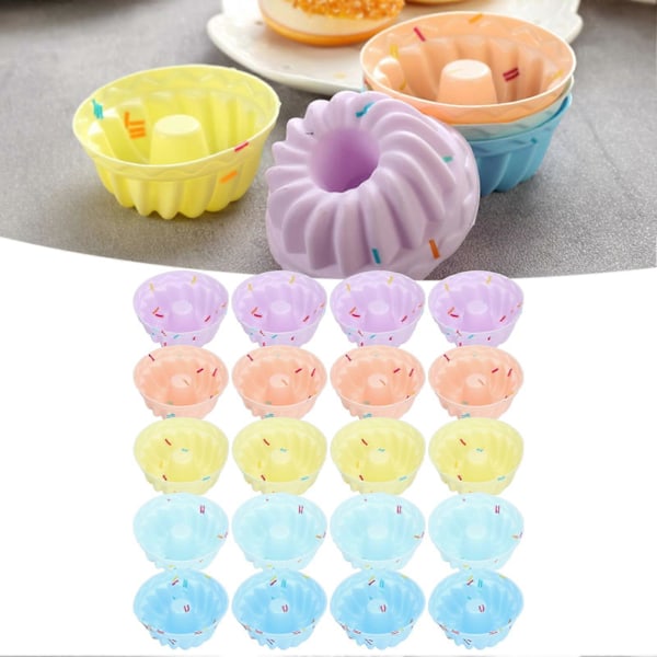 20 stk. Silikone Kageform Bageform, Genanvendelige Mini Cupcake Holdere