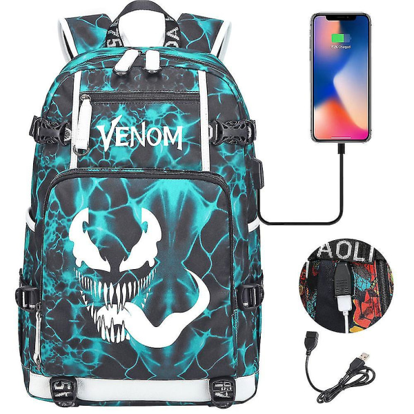 Venom Fashion Tryckt Usb Ungdoms Skolväska (2-114) Color-14