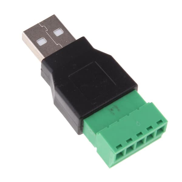 4x USB 2.0 Type A uros - 5-nastainen ruuviliitinsovitin