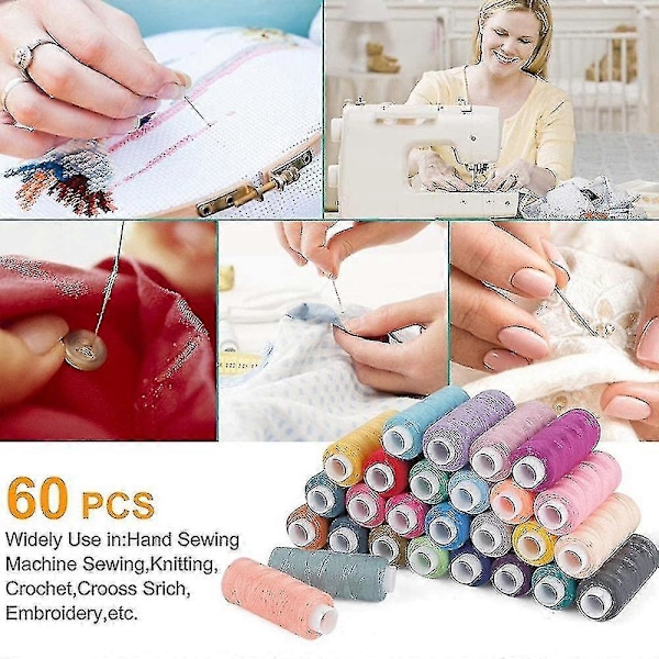 Sytrådsset 60 Färger 250yd Per Spole Polyestertråd Kit-Yvan