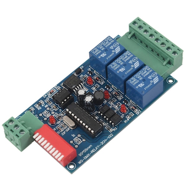 3 Kanal 5A DMX512 Kontrollert Relébrytersett DIY Konverter Dimmer Relé